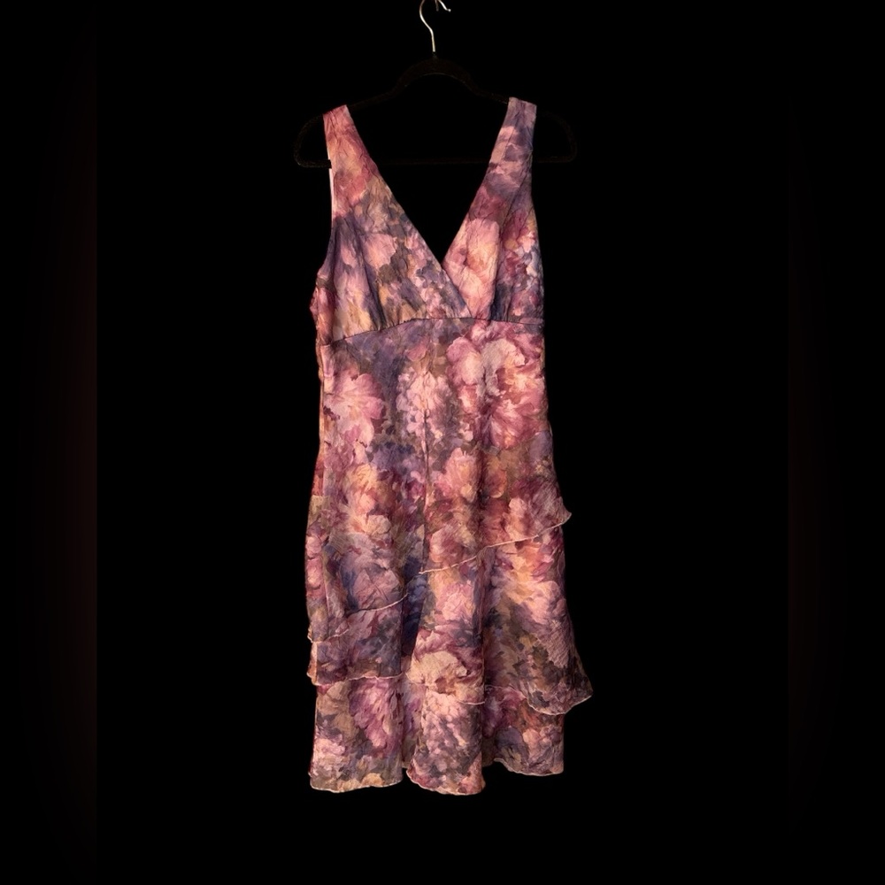 Connected Apparel Pink and Purple Floral Mini Dress Size 16